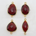 Gold Vermeil Natural Red Granat Edelstein Lünette Connector Links